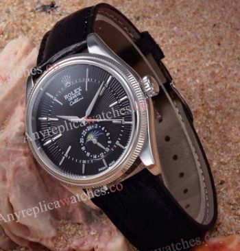 Rolex Cellini Moonphase Replica SS Black Dial Watch